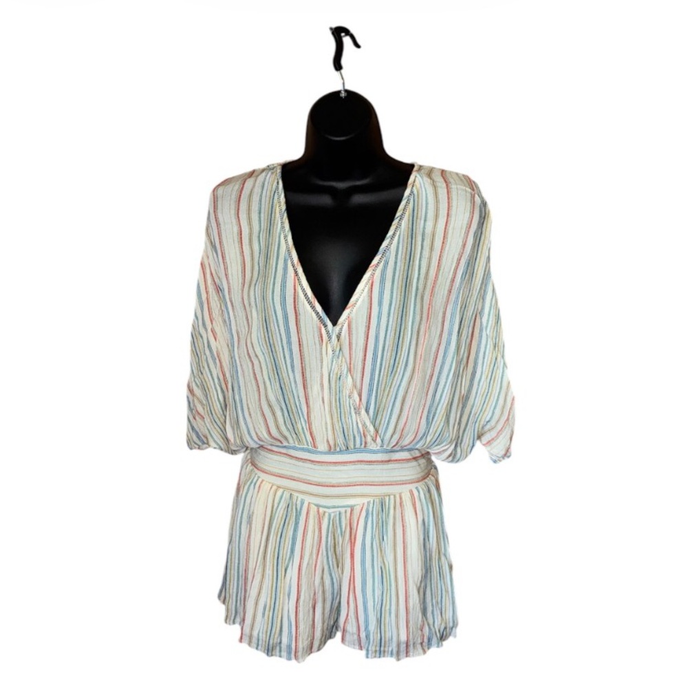 Urban Outfitters Striped V-Neck Romper